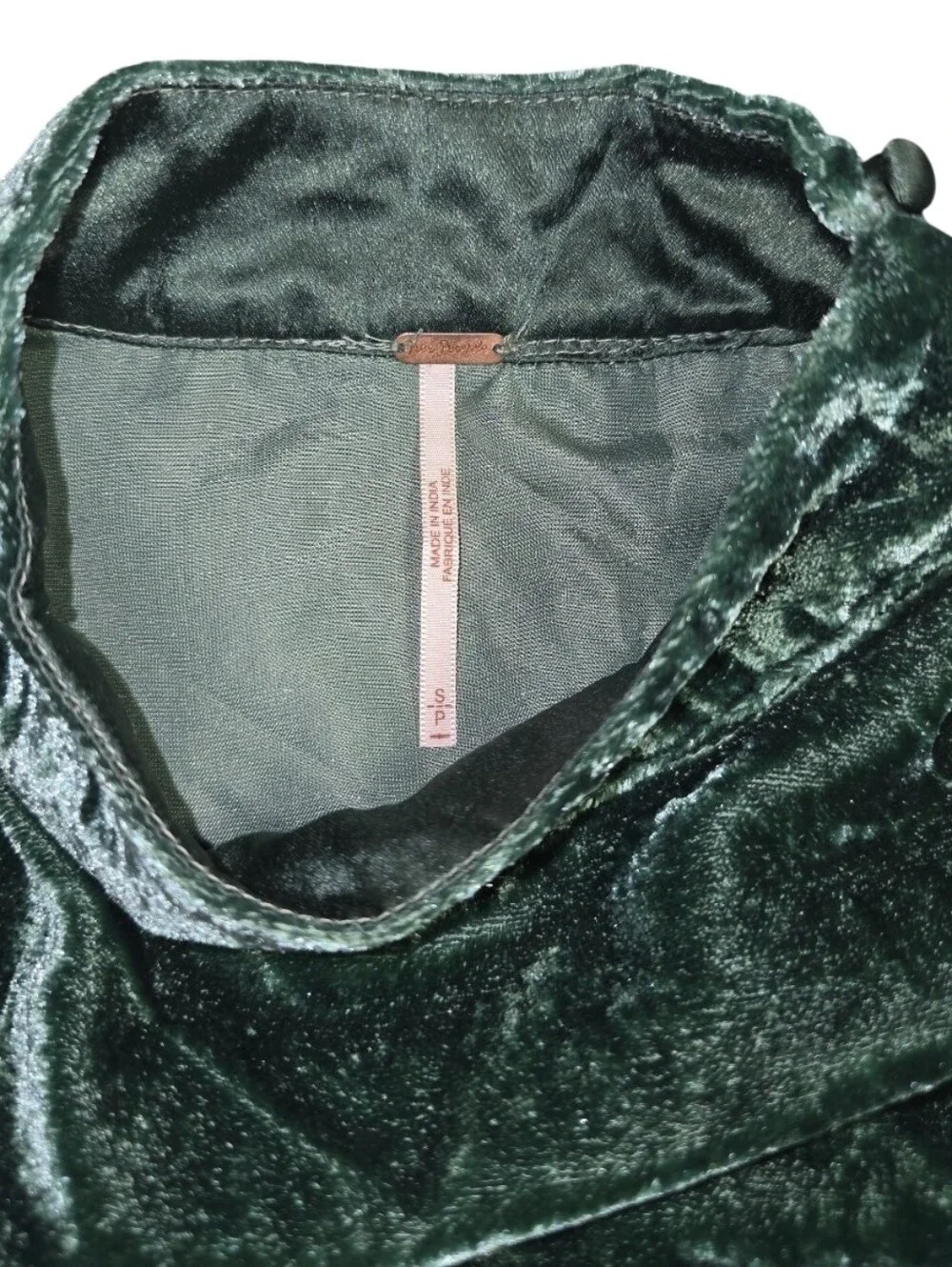 Free People Women’s Size S Emerald Green Velvet Embroidered Beaded Mini Dress
